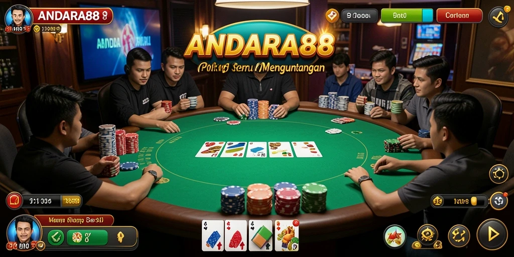 Tampilan gameplay seru dalam permainan Poker ANDARA88.