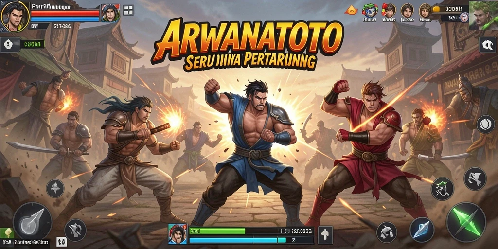 Tampilan seru gameplay ARWANATOTO dalam pertarungan yang mendebarkan.