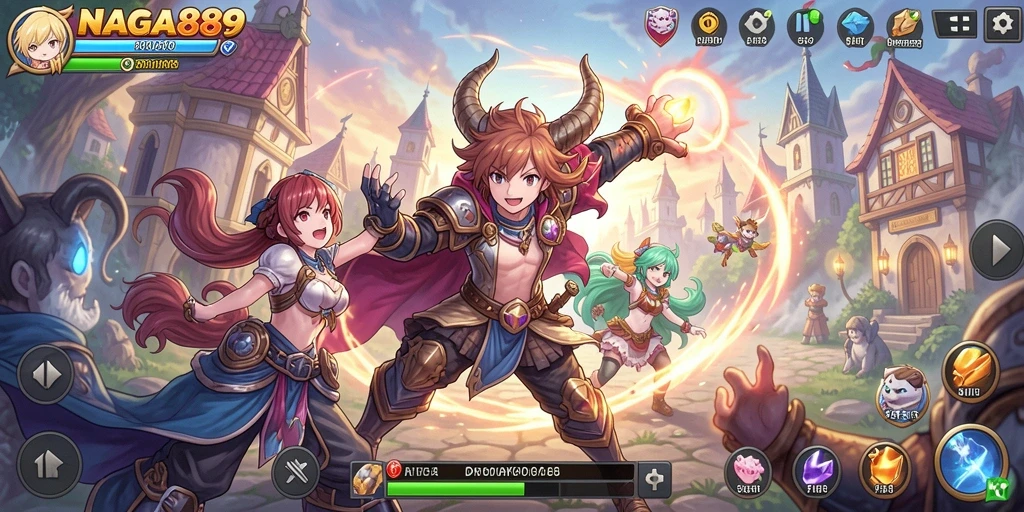 Screenshot gameplay NAGA889 menampilkan pertarungan seru karakter anime.