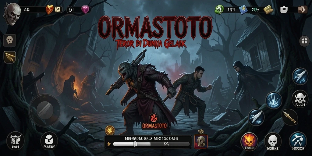 Screenshot gameplay ORMASTOTO menampilkan momen mencekam dengan suasana gelap.