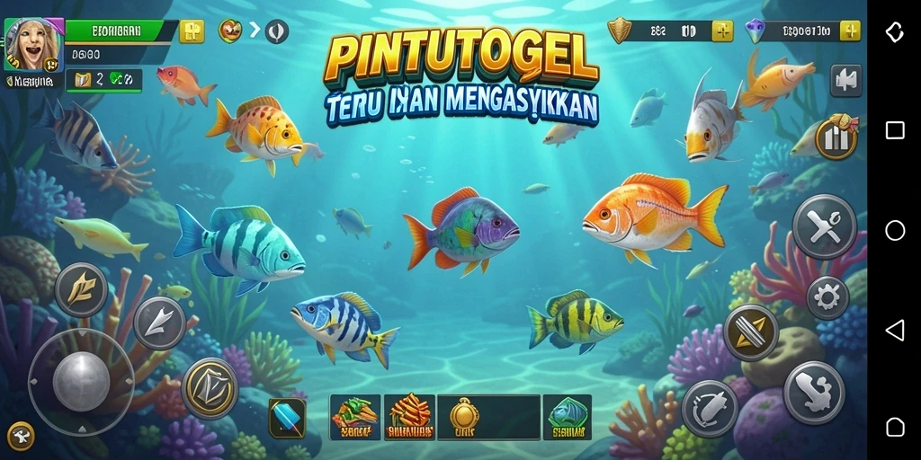 Gameplay seru PINTUTOGEL dengan menembak ikan.
