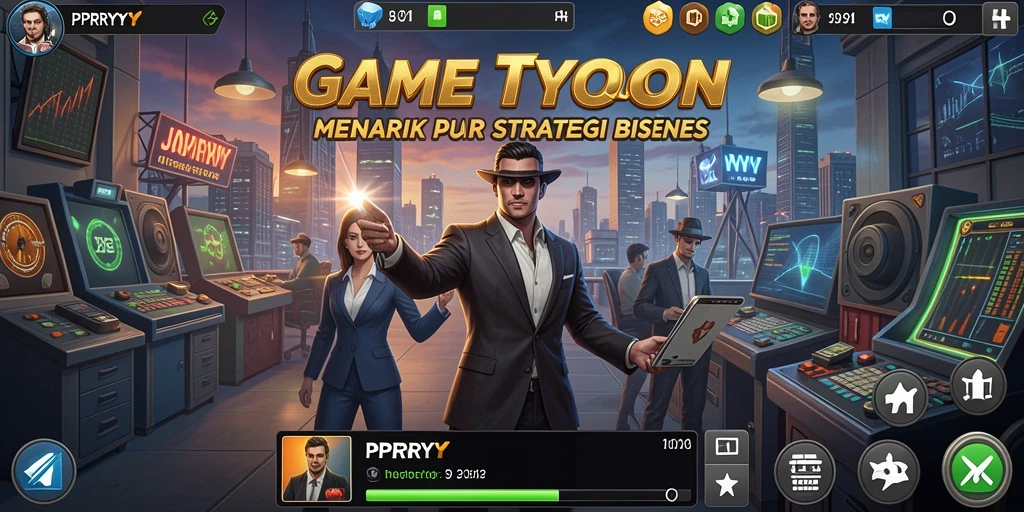 Tangkapan layar utama PPRRYY dengan tampilan strategi bisnis yang seru.