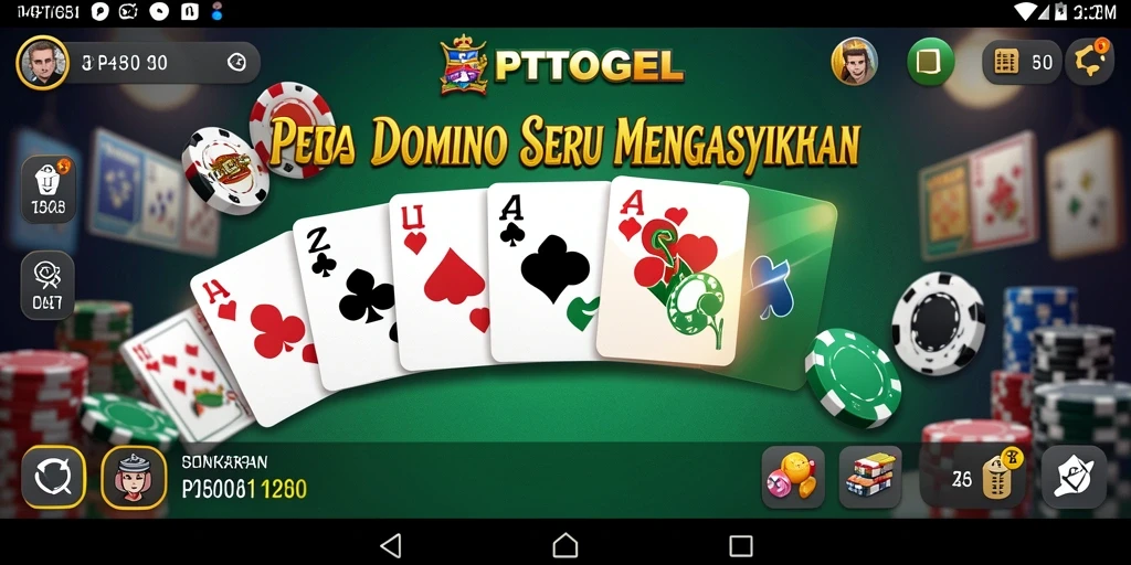 Tampilan gameplay seru dalam PTTOGEL, aplikasi Domino favorit.