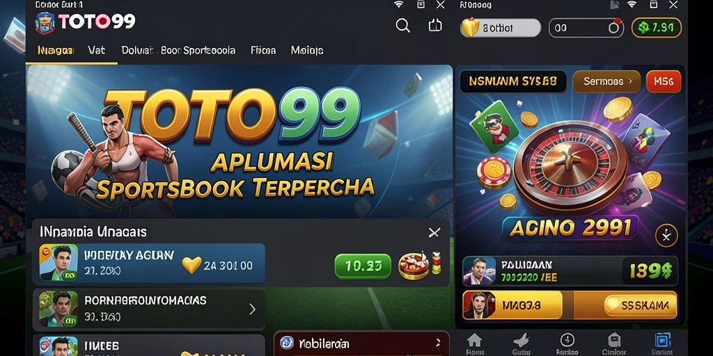 Tampilan aplikasi TOTO99 dengan berbagai opsi taruhan olahraga.