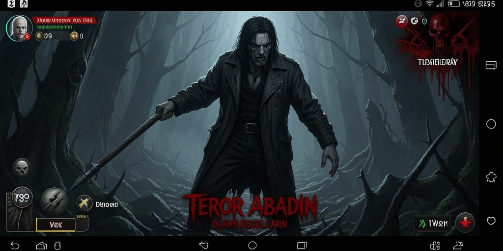 Tampilan gameplay menakutkan dengan suasana kegelapan yang mencekam.