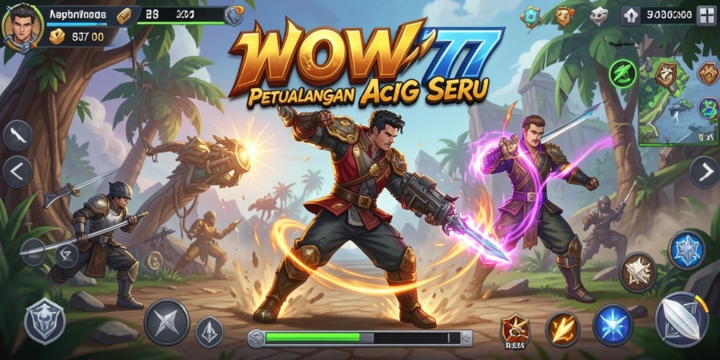 Tangkapan layar WOW77 menunjukkan aksi seru dalam gameplay ARPG.